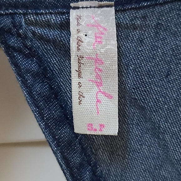 Free People denim and lace top - Picture 2 of 9